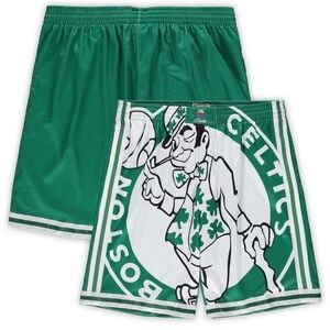 Mitchell & Ness Kelly Green Boston Celtics Hardwood Classics Big Face Shorts